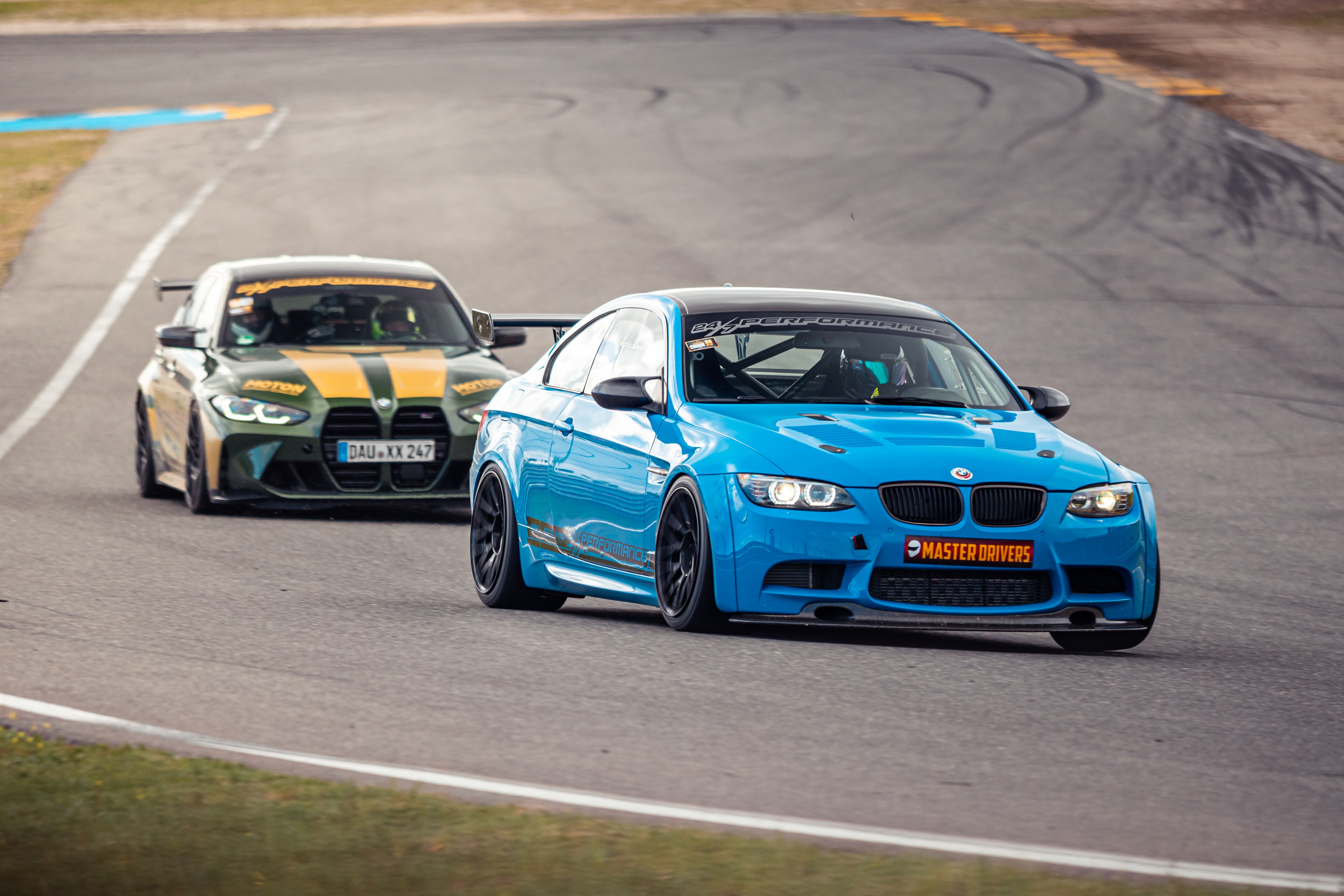 Racing car drifting on track